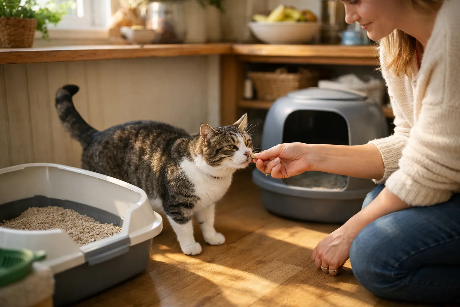 Kat plast in huis uit protest